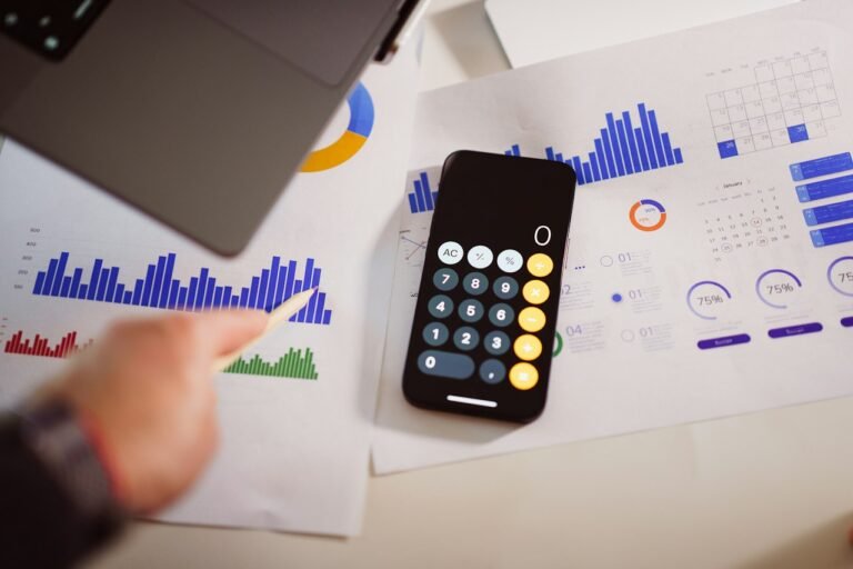 Business and finance materials on an office table