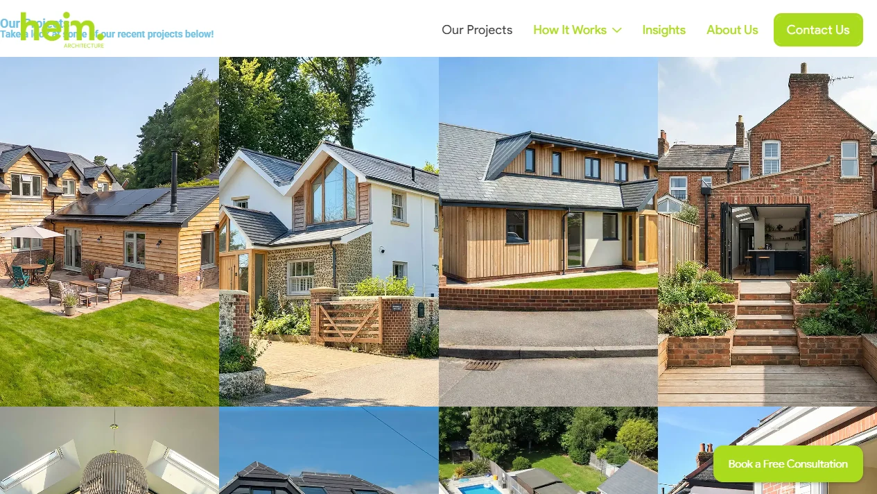 Heim Architecture residential project portfolio — live website screenshot