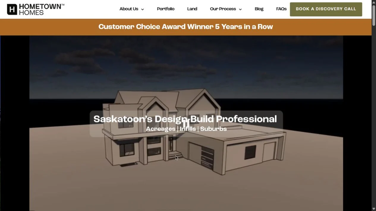 Hometown Homes website — live website screenshot