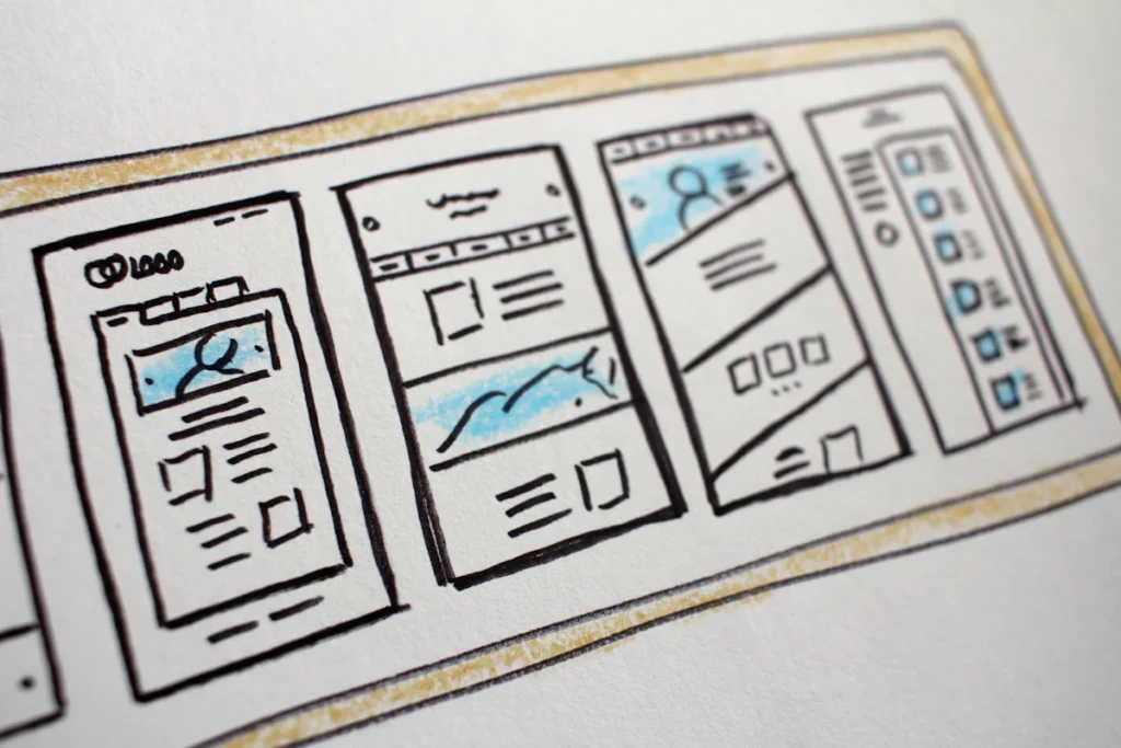 Website layout sketches for a content rebuild